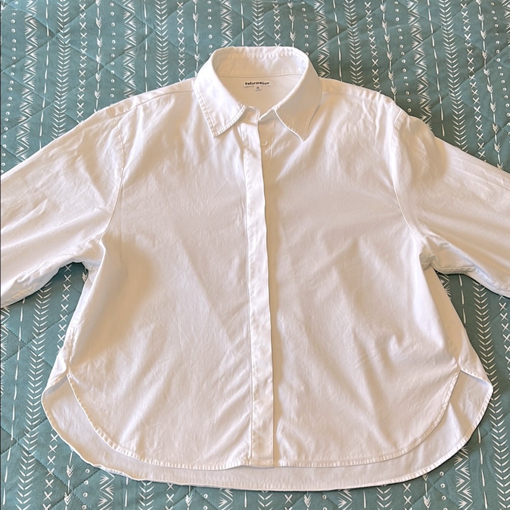 Reformation Andy White Button-Up Shirt